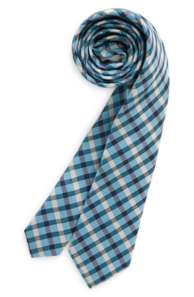 Nordstrom Kids' Palo Alto Check Silk Blend Neck Tie In Blue Ocean Palo Alto Check