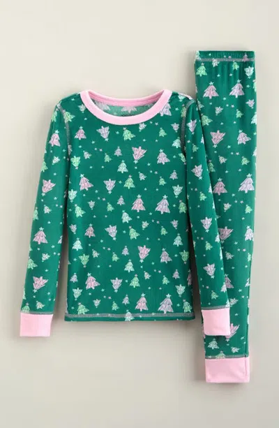 Nordstrom Kids' Print Fitted Fleece Two-piece Pajama Set In Green