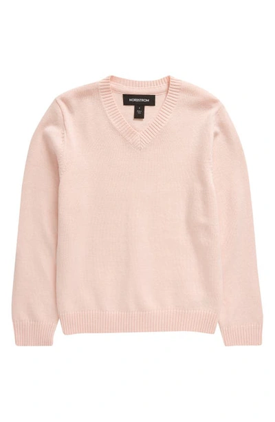 Nordstrom Kids' V-neck Sweater In Pink Veil Rose