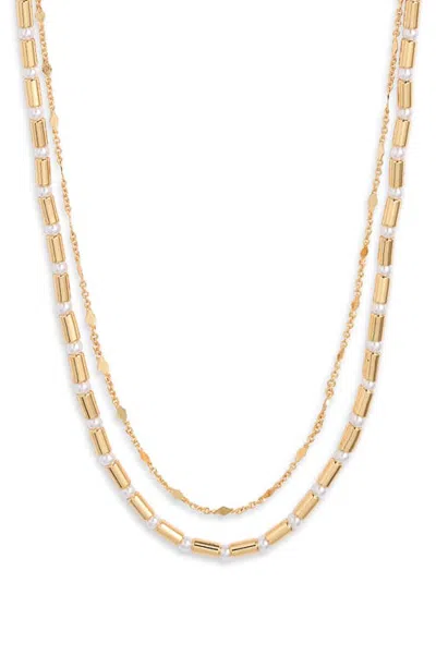 Nordstrom Layered Faux Pearl Necklace In White- Gold