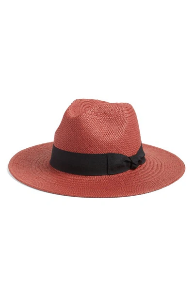 Nordstrom Paper Straw Panama Hat In Rust Combo