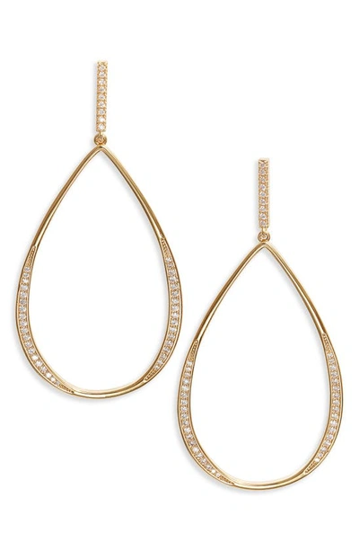 Nordstrom Pavé Cubic Zirconia Open Teardrop Earrings In Clear- Gold