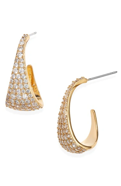 Nordstrom Pavé Cubic Zirconia Tapered Hoop Earrings In Clear- Gold