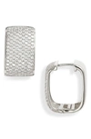 Nordstrom Pavé Cubic Zirconia Wide Square Huggie Hoop Earrings In Metallic