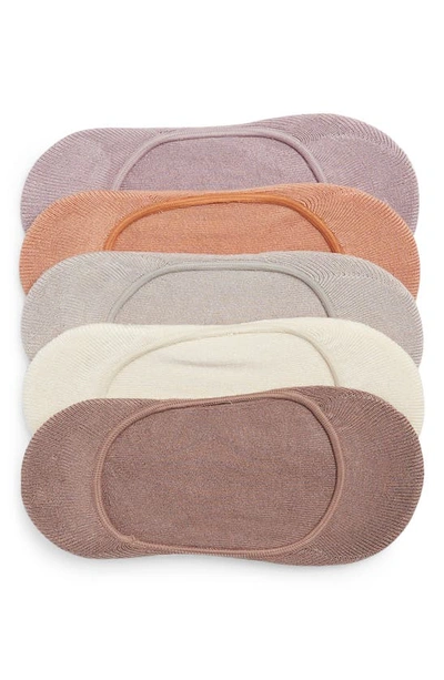 Nordstrom Pillow Sole 5-pack No Show Socks In Purple Peace -tan