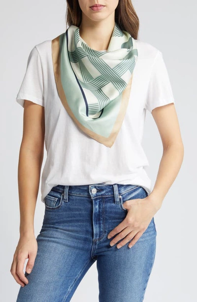 Nordstrom Print Silk Square Scarf In Green Woven Geo