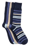 Nordstrom Rack 5-pack Assorted Texture Stripe Crew Socks In Navy -blue Angelite