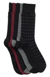 Nordstrom Rack 5-pack Texture Crew Socks In Black Dot -grey