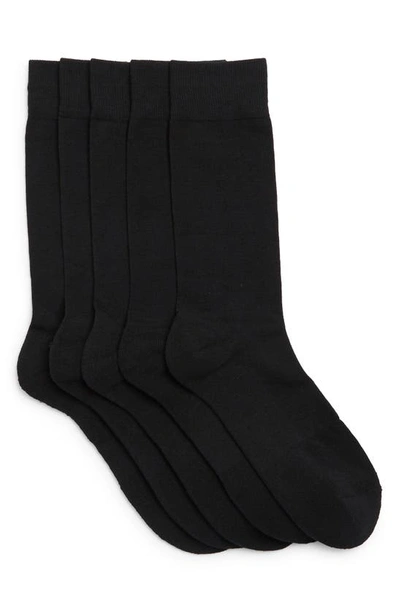 Nordstrom Rack Cushioned 5-pack Crew Socks In Black