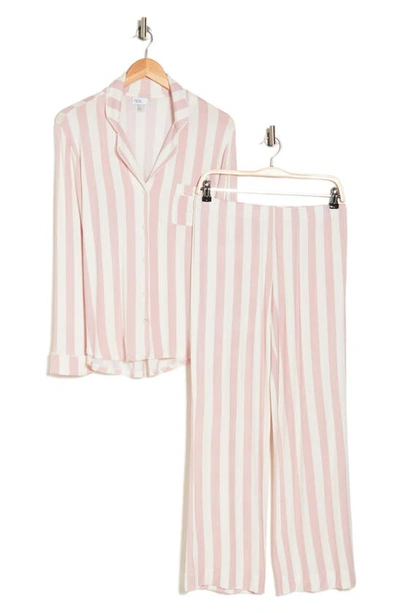 Nordstrom Rack Tranquility Long Sleeve Shirt & Pants Two-piece Pajama Set In Pink Zephyr Wide Stripe