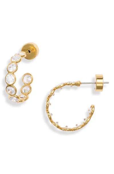 Nordstrom Scalloped Cubic Zirconia Hoop Earrings In Gold