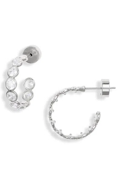 Nordstrom Scalloped Cubic Zirconia Hoop Earrings In Metallic