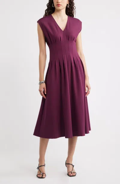 Nordstrom Seamed Ponte V-neck Dress In Purple