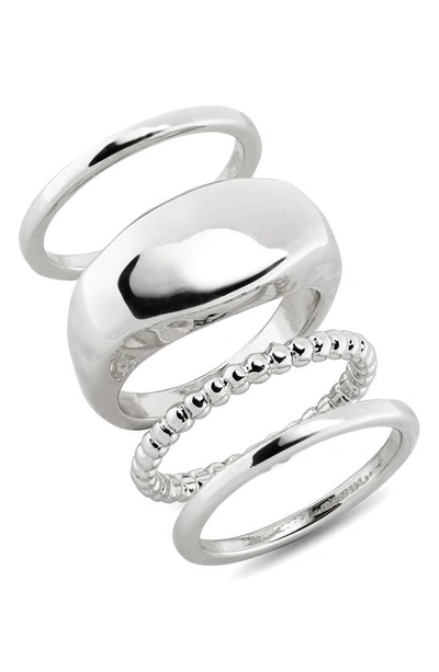 Nordstrom Set Of 4 Stacking Rings In Rhodium