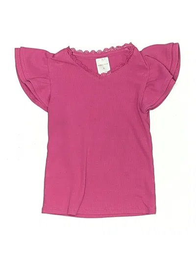 Pre-owned Nordstrom Kids' Short Sleeve Top Pink Ruffles Neckline Tops