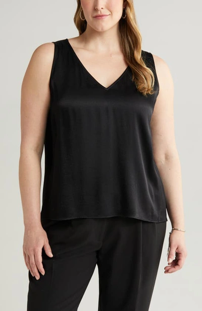 Nordstrom Sleeveless Satin Top In Black