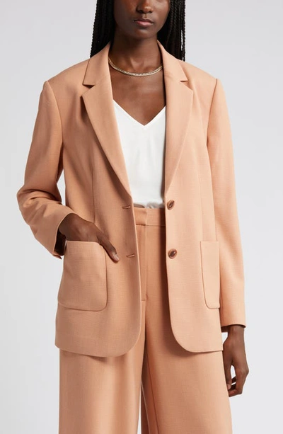 Nordstrom Textured Patch Pocket Blazer In Tan Cork