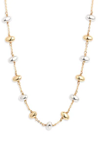 Nordstrom Two-tone Bead Station Necklace In Gold- Silver