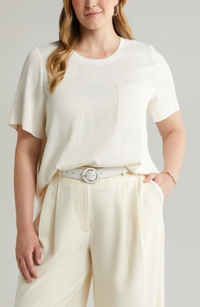 Nordstrom Woven Pocket T-shirt In Ivory Pristine
