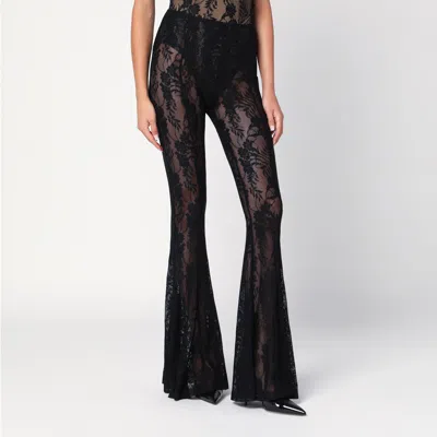 Norma Kamali Black Flared Lace Trousers