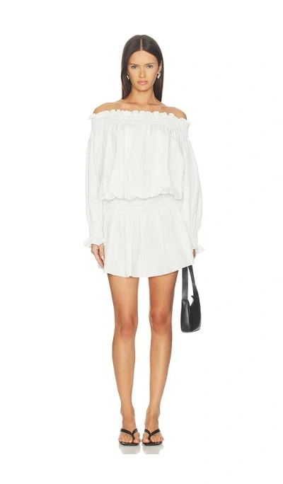 Norma Kamali Long Sleeve Peasant Mini Dress In Snow White