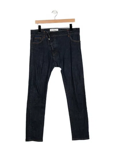 Pre-owned Norma Kamali Mid-rise Straight Leg Jeans In Blue