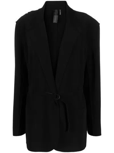 Norma Kamali Notched-lapel Belted Blazer In Black