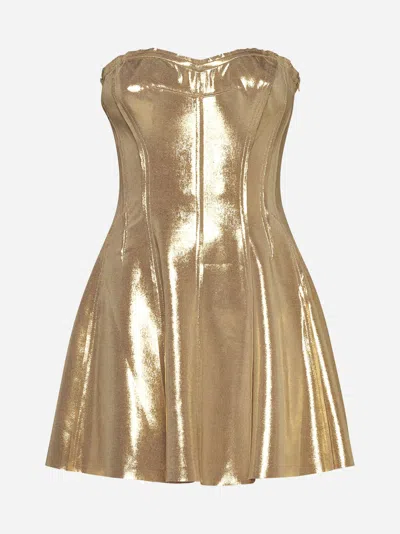 Norma Kamali Strapless Grace Mini Dress In Gold