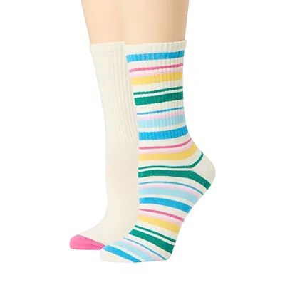 North Pole Trading Co . Womens 2 Pair Crew Socks In Beige