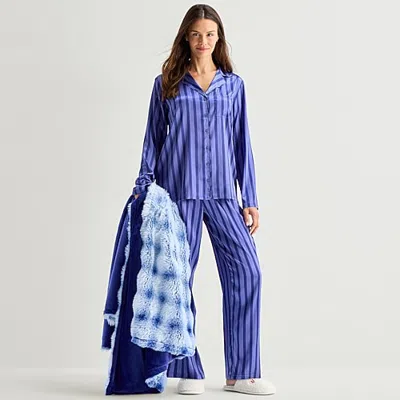 North Pole Trading Co . Womens Long Sleeve 2-pc. Pajama Set In Blue