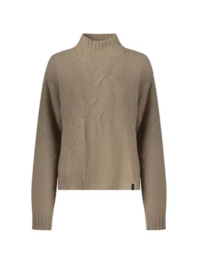North Sails Cable-knit High-neck Sweater In Burgundy