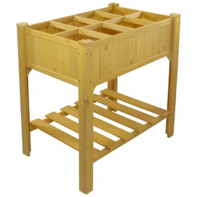 Northlight 3ft Wooden Raised Garden Bed Planter Box With Shelf In Neutral