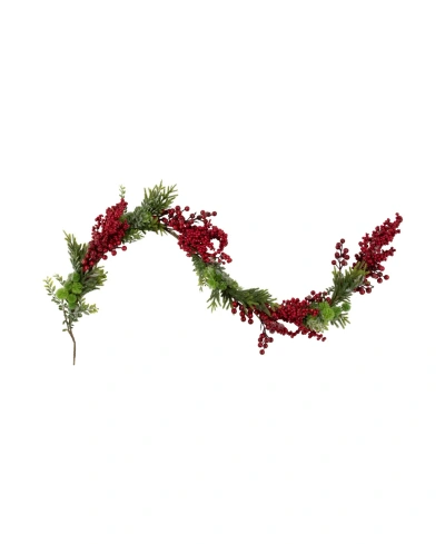 Northlight 5' X 12" Berry And Frosted Pine Christmas Garland In Red