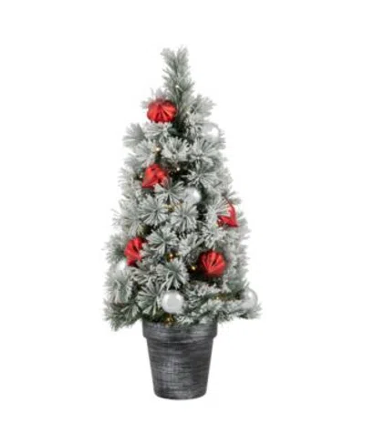 Northlight Pre Lit Potted Snowy Bristle Pine Artificial Christmas Tree Warm White Led Lights Collection In Gray