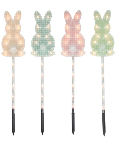 Northlight Set Of 4 Lighted Easter Bunny Lawn Stakes In Black