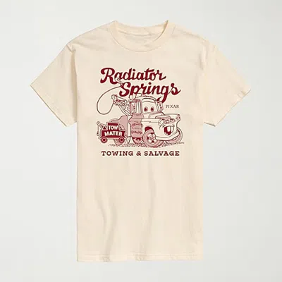 Novelty Mens Crew Neck Short Sleeve Regular Fit Cars Graphic T-shirt In Sand