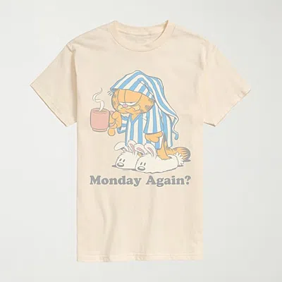 Novelty Mens Crew Neck Short Sleeve Regular Fit Garfield Big And Tall Graphic T-shirt In Sand
