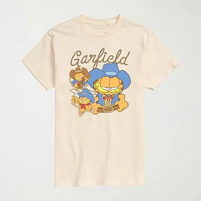 Novelty Mens Crew Neck Short Sleeve Regular Fit Garfield Graphic T-shirt In Sand