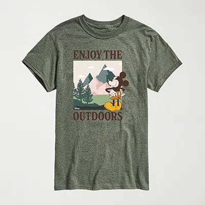 Novelty Mens Crew Neck Short Sleeve Regular Fit Mickey Mouse Big And Tall Graphic T-shirt In Green