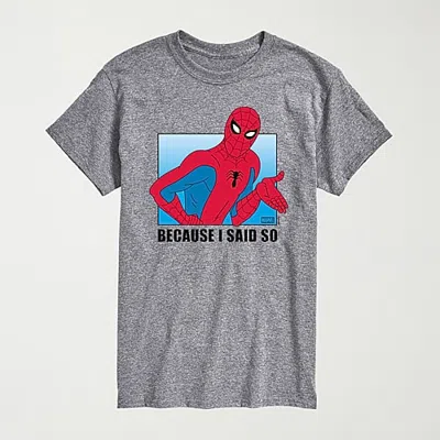 Novelty Mens Crew Neck Short Sleeve Regular Fit Spiderman Graphic T-shirt In Gray