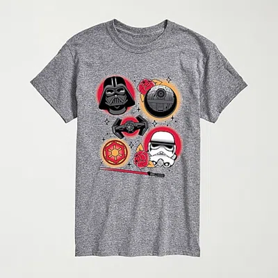 Novelty Mens Crew Neck Short Sleeve Regular Fit Star Wars Big And Tall Graphic T-shirt In Gray
