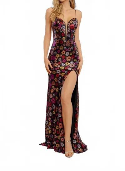 Nox Anabel Women's Floral Sequin Dress In Black In Multi
