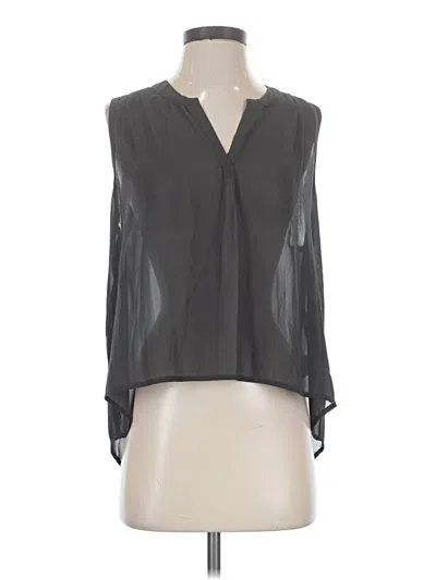 Pre-owned Nsf Sleeveless Silk Top Gray Plunge Neckline Tops