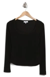 Nsr Long Sleeve Ribbed Crop Top In Black