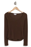 Nsr Long Sleeve Ribbed Crop Top In Mocha