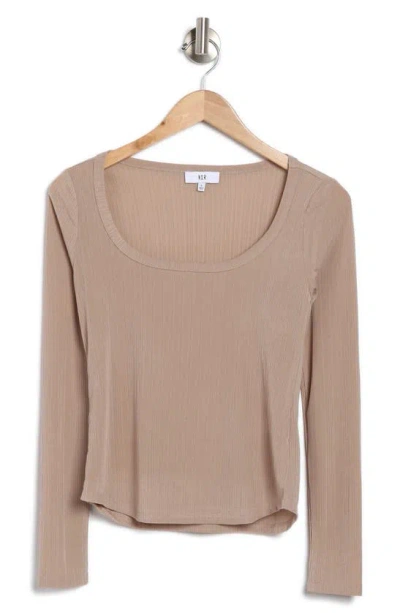 Nsr Long Sleeve Ribbed Crop Top In Neutral