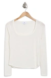 Nsr Long Sleeve Ribbed Crop Top In Ivory