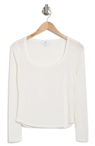 Nsr Long Sleeve Ribbed Crop Top In White
