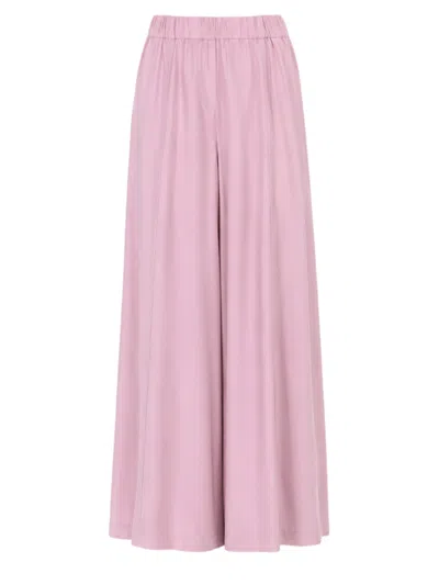 Nude Ankle-length Relaxed Fit Elastic Waist Viscose Wide-leg Pants In Purple