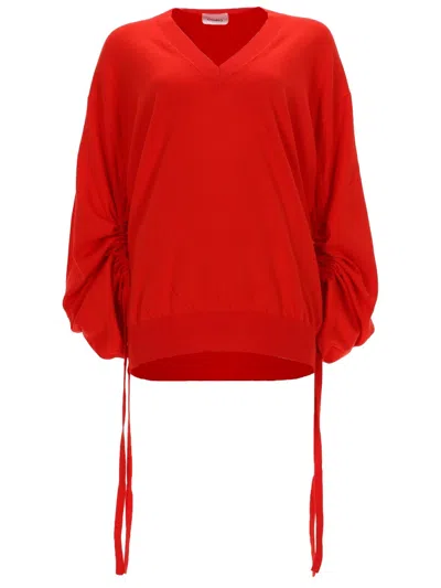 Nude Cotton Knit Sweater For Women In Red
